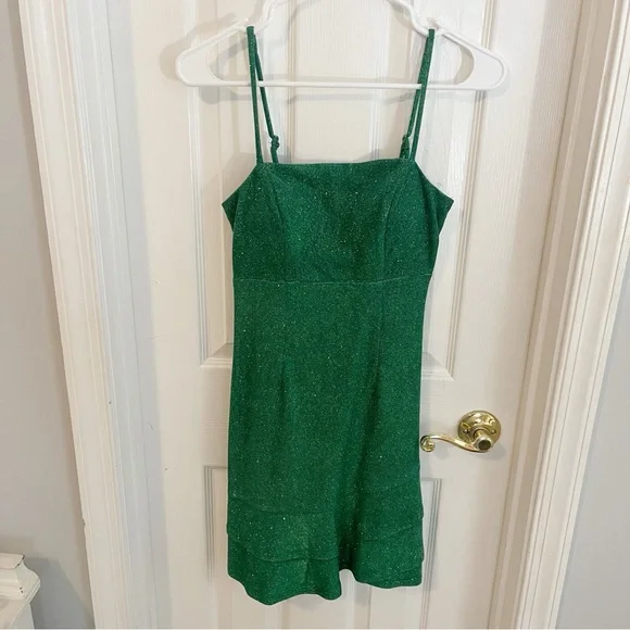 green emerald velvet dress Women's Green Azai Mini Dress Mint Shimmer in Size XL by Outcast